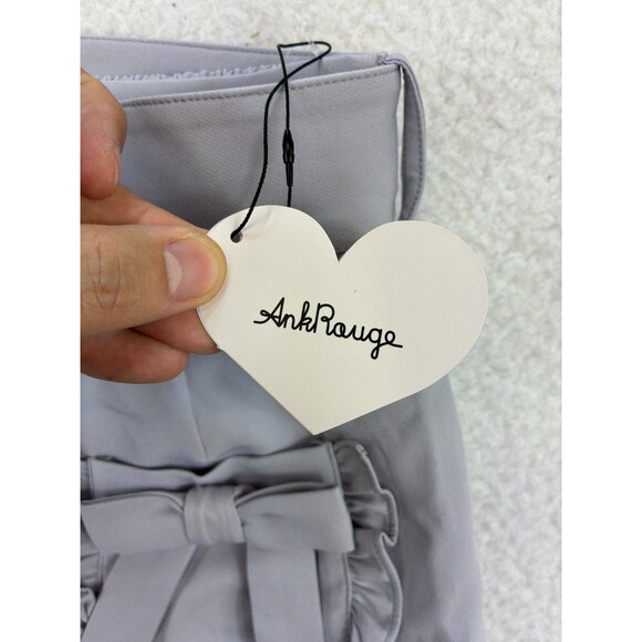 Ank Rouge Skirt Women’s M Gray Belted Ruffle Bow Pockets High Waist Japan Kawaii - Picture 6 of 9